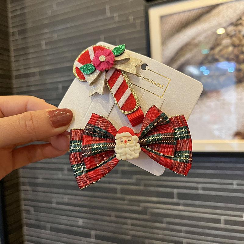 Милые рождественские заколки-банты для девочек - Нарядные боковые заколки и аксессуары для челки