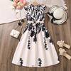 Girls Sweet Dress Summer Kids Fashion Fly-sleeve Printed Dress