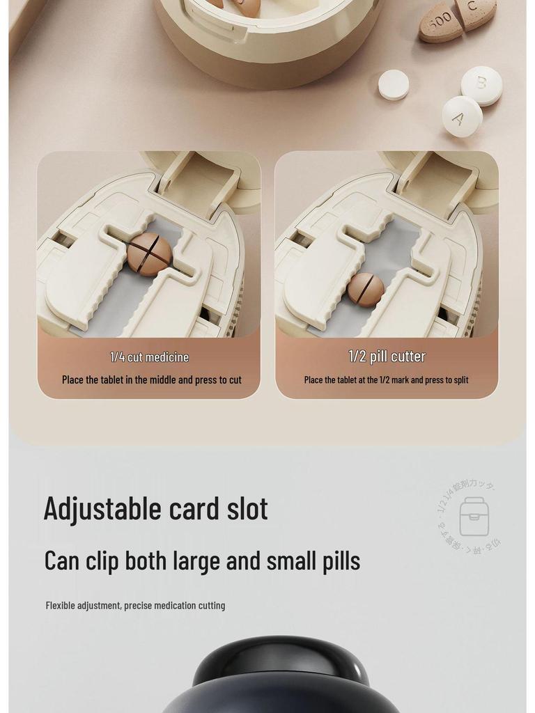 Portable Multi-functional Pill Cutter & Dispenser: 4-in-1 Medicine Storage and Splitter Tool
