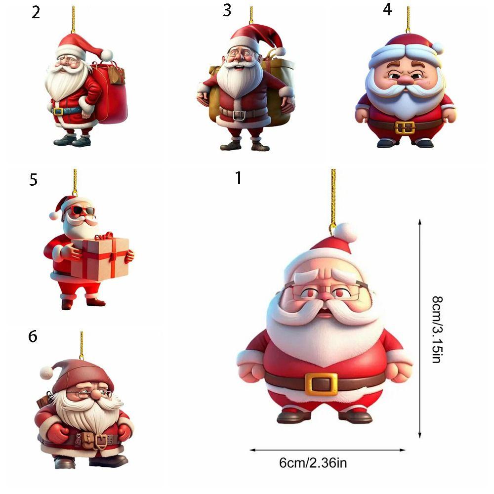 Santa Claus Xmas Car Ornament 2D Acrylic Christmas Snowman Santa Claus Pendants Pendants Gift