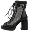 Summer Ankle Boots Women Shoes Black Beige High Heels Sexy Peep Toe Lace Up Short Boots Party Dance Shoes Ladies Large Size 45