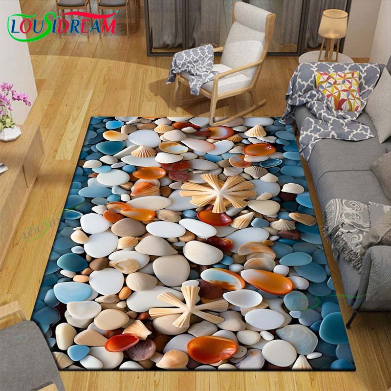 3D Funny Pebble Decor Carpet for Outdoor Balcony Garden Coffee Table Bedroom Area Rugs Kitchen Un-slip Floor Mat Alfombra Gift