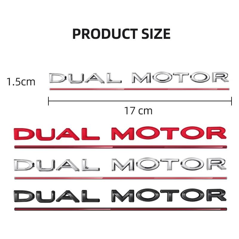 DUAL MOTOR Underlined Letters Emblem for TESLA Model 3/Y/S/X Car Styling Refitting Trunk Badge Sticker Chrome Black Accessories