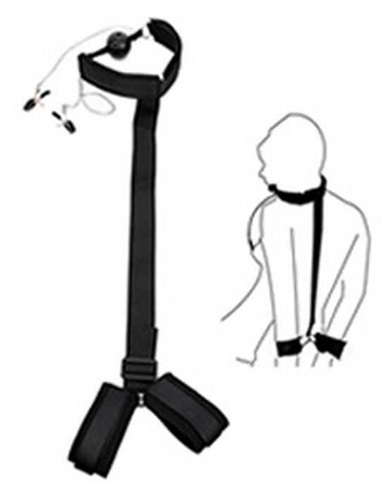 Альтернативный набор для связывания пар: Наручники, зажимы для сосков, шейные ограничители, ошейники, кляпы, обратные наручники