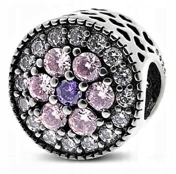 Charms Silver Purple Flower Cubic Zirconia Nature Silver 925