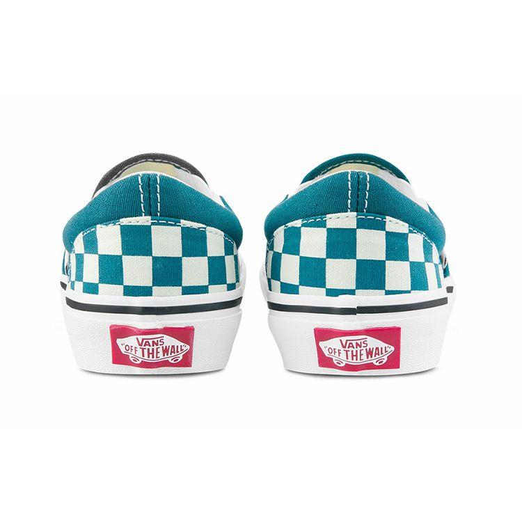 Vans Retro Casual Slip-On Low Top Kids Skate Shoes White Green Checkerboard Kids Sneaker VN0A5KXM9EX