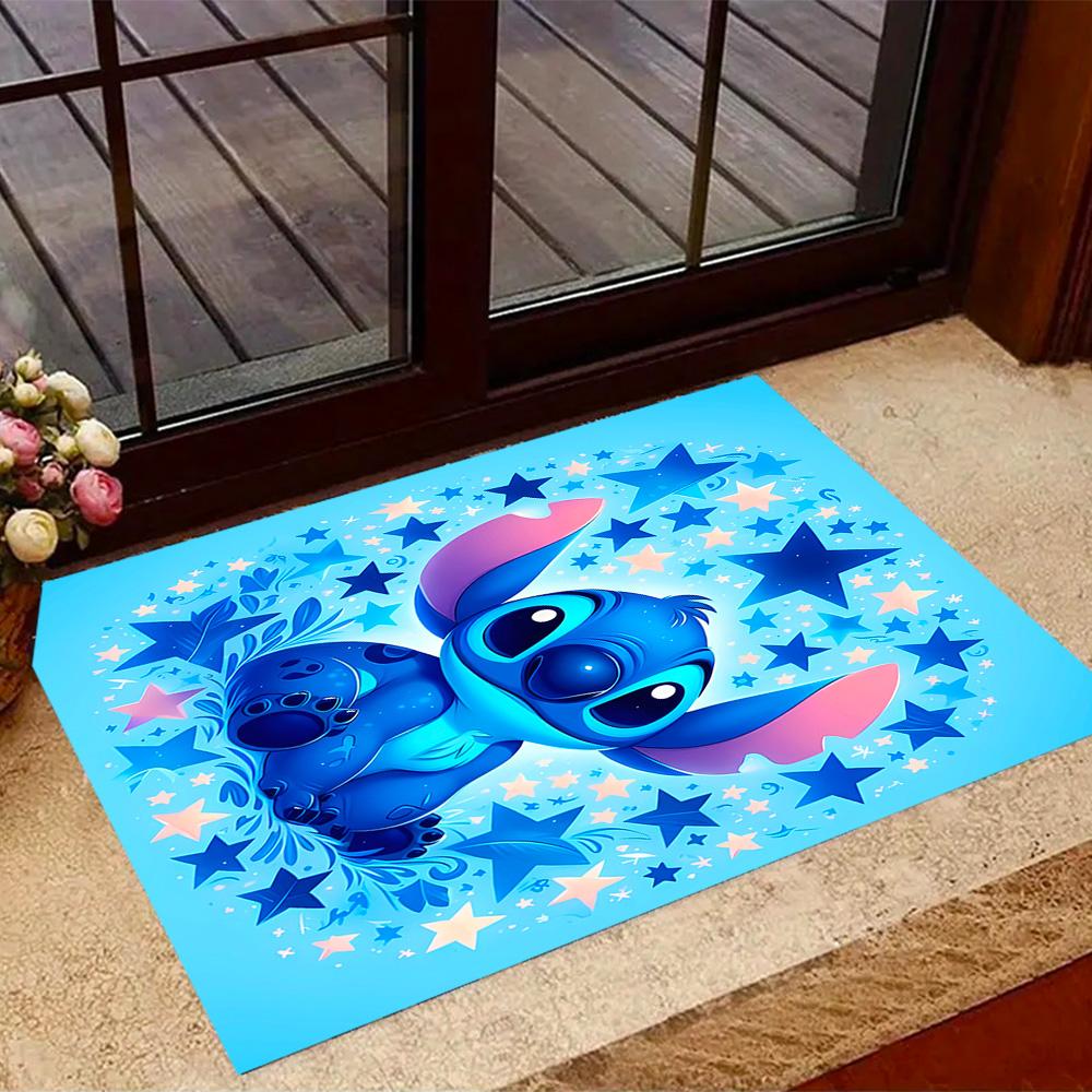 Stitch Stars Fantasy Artwork Disney Cartoon Theme Anti-Slip Rug - Polyester, Home Decor, Suitable for Bedrooms, Living Rooms, Doorways, and Studios
