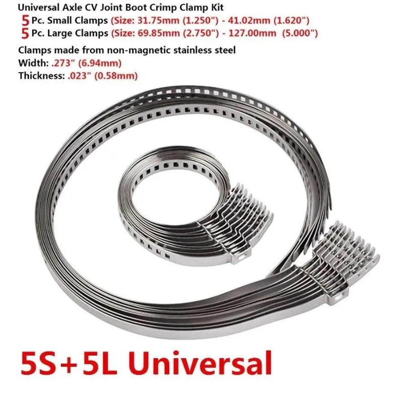 10Pcs Universal CV Joint Boot Crimp Clamp Kit Stainless Steel Driveshaft Axle Fasteners for Car Daily Maintenance