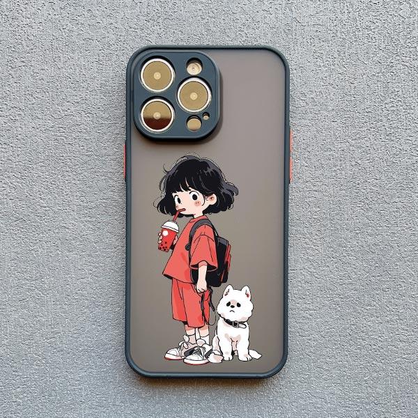 Милый мультяшный чехол для телефона с девочкой для iPhone 15 Чехлы iPhone 11 12 13 14 15 Pro Max Mini 14 7 8 Plus SE XS X XR Ударопрочная задняя крышка