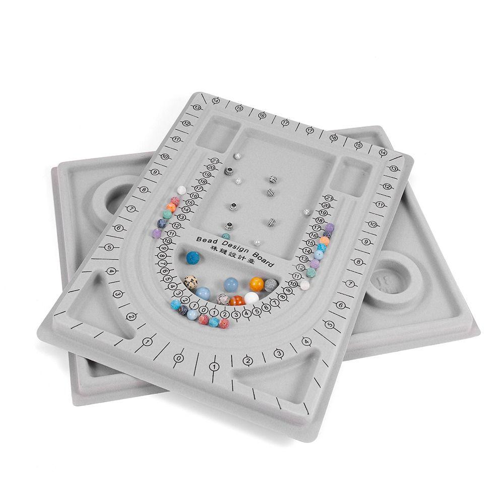 Tray Plastic Resin Measuring Tool Jewelry Design Tool DIY Necklace Tool Gray Flocked Bead Board