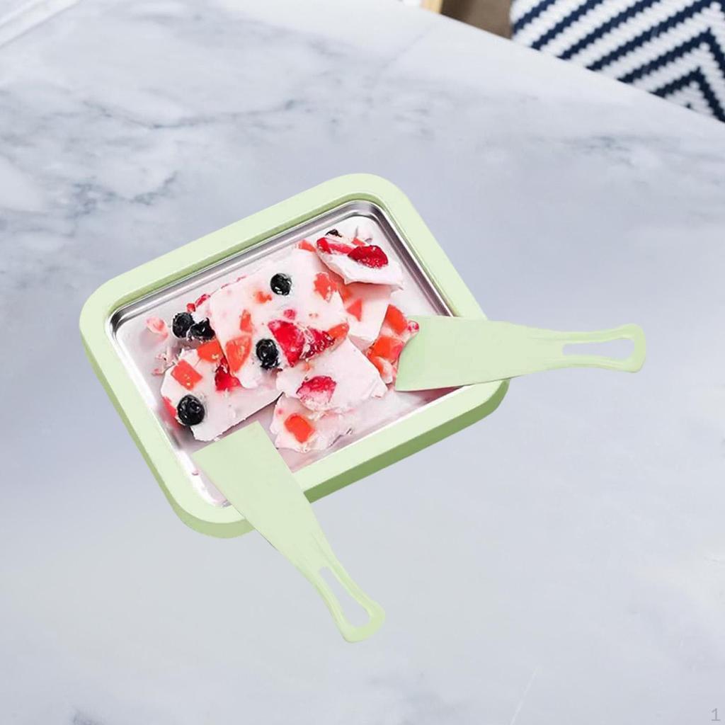 Instant Rolled Ice Cream Maker Pan Frozen Dessert Tray with 2 Scrapers for Kids Adults Home