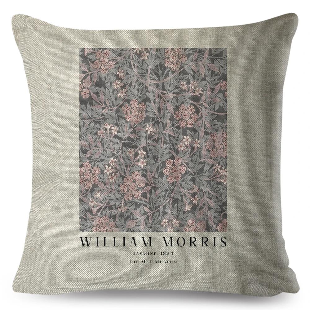 Nordic Style Cushion Cover William Morris Flower Pillowcase Linen Both Sided Decor Violets Botanical Throw Pillow Case for Sofa