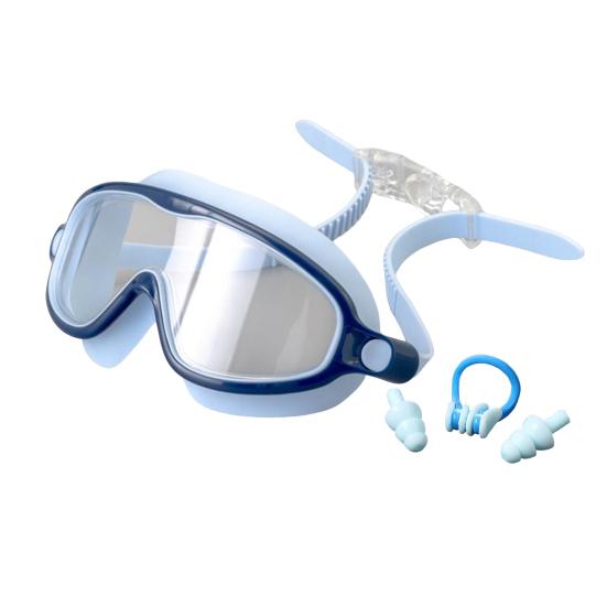 Комплект очков для плавания с широким обзором, противотуманные очки для плавания с зажимом для носа