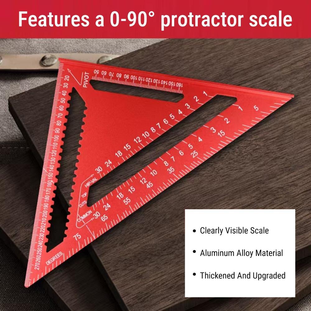 Red Color Measuring Layout Tool Aluminum Alloy Carpenter Square Triangle Ruler Carpentry
