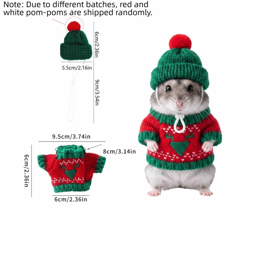 Sweater and Hat Small PET Clothes Set Christmas Theme PET Outfit Set Holiday