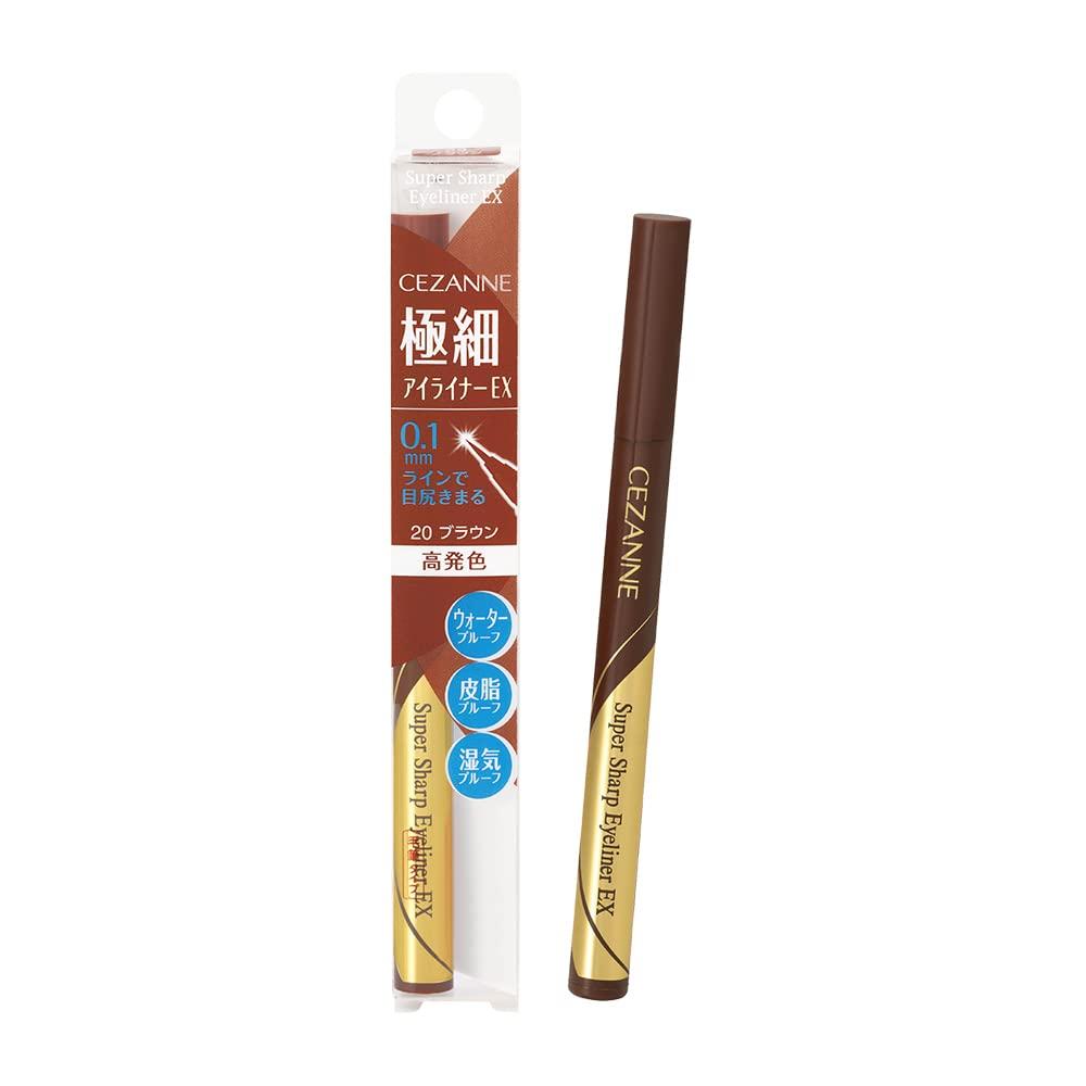 Cezanne Eyeliner EX 20 Brown Liquid Highly Pigmented Ultra-Fine 0.48ml Eyeliner, Waterproof, Moisture-Proof,
