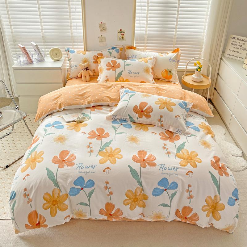 Four-piece quilt cover Household bedding Student single three-piece set Nordic simple style quilt cover quilt sheet