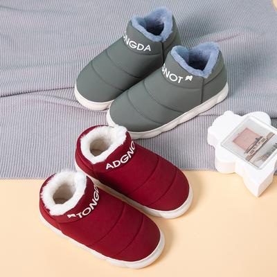 Зимние хлопковые тапочки для дома, для ношения в помещении и на улице, для пары, на толстой подошве, нескользящие, с сумкой из плащевки и плюшевыми хлопковыми туфлями