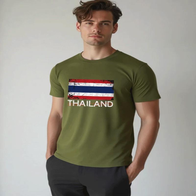 Graphic Tees Vintage Thailand Flag T Shirts Summer New Shirts And Tshirts High Quality Streetwear Cotton Unisexs Print T Shirt