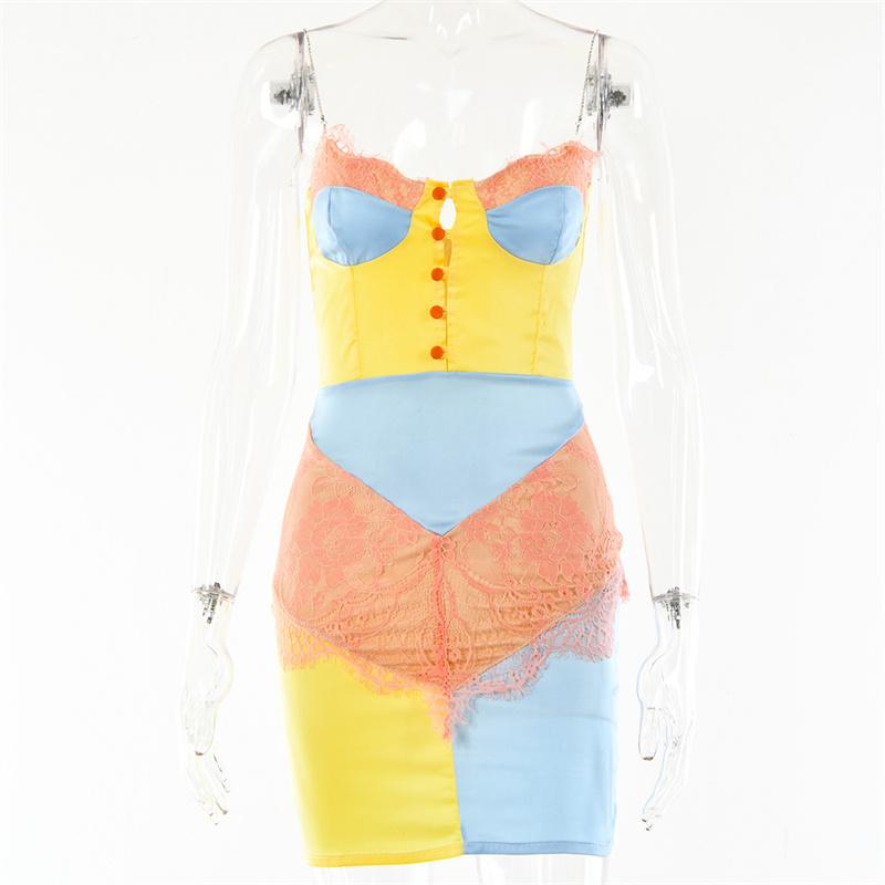 Элегантное облегающее сексуальное женское платье для женщин, летние кружевные лоскутные мини-платья для вечеринок, женский халат Femme Ladies Vestidos Mujer