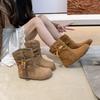 Ретро короткие ботинки женские осенние новые с юбкой для путешествий и отпуска ковбойские ботинки короткие ботинки