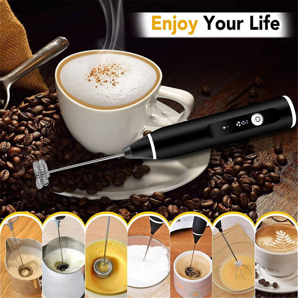 Electric Coffee Milk Frother Whisk Egg Beater USB Rechargeable Handle Mixer