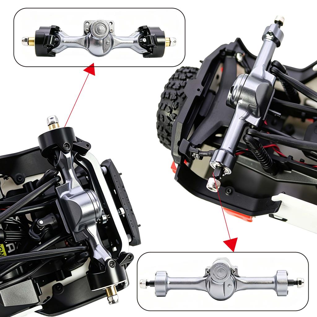 for Axial SCX30 Aluminum Front Rear Axles Set Assembly with Brass Steering Knuckles Steering Link 1/30 RC Crawler Upgrade