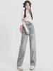 Женские джинсы High Street Wide-Leg High Talys с вышивкой — ранняя весна, длина до пола, утягивающий дизайн