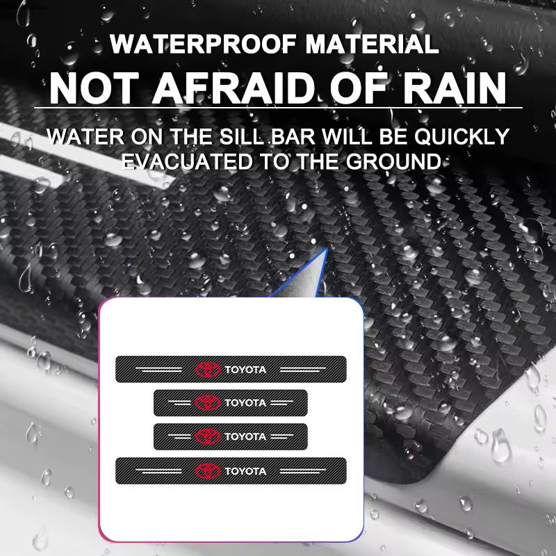 AXYY2 Car Door Threshold Scuff Plate Carbon Fiber Decals Stickers For Toyota RAV4 Corolla Camry Frontier Supra C-HR Hilux Tacoma Prado