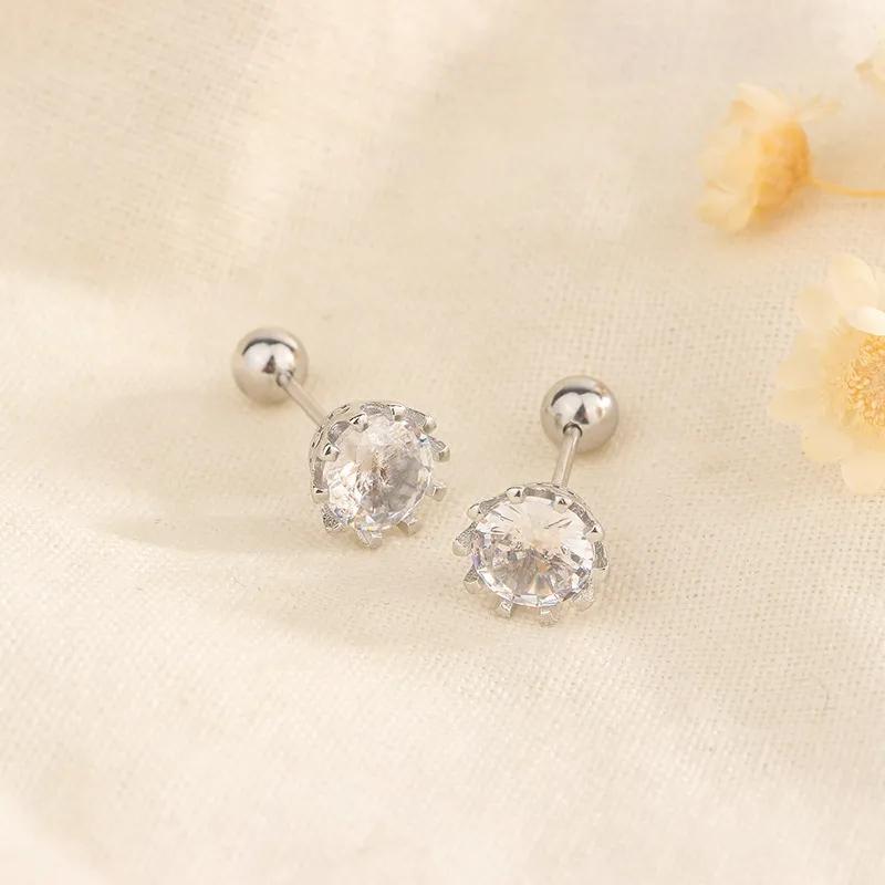 Корейские серьги-гвоздики из серебра 925 пробы для пирсинга козелка, спиральные серьги-гвоздики для женщин, 2 шт., бабочка, сердце, модные украшения для пирсинга ушей