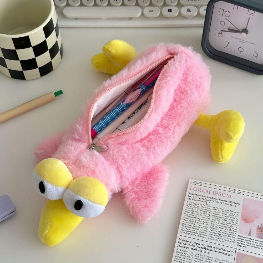 Stationery Organizer Plush Pencil Case Soft Big Eyes Bird Pencil Pouch Student Gifts