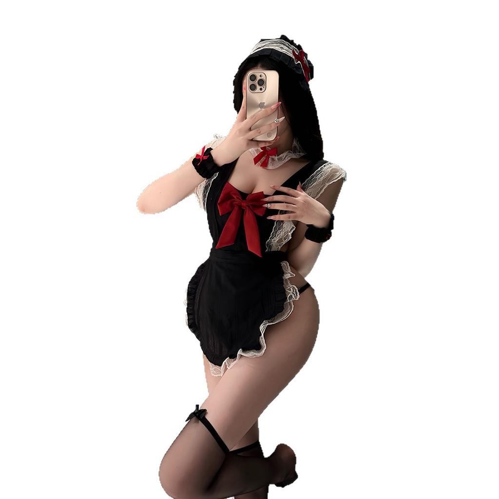 Bow pretty maid apron dress sexy lingerie uniform temptation pure desire