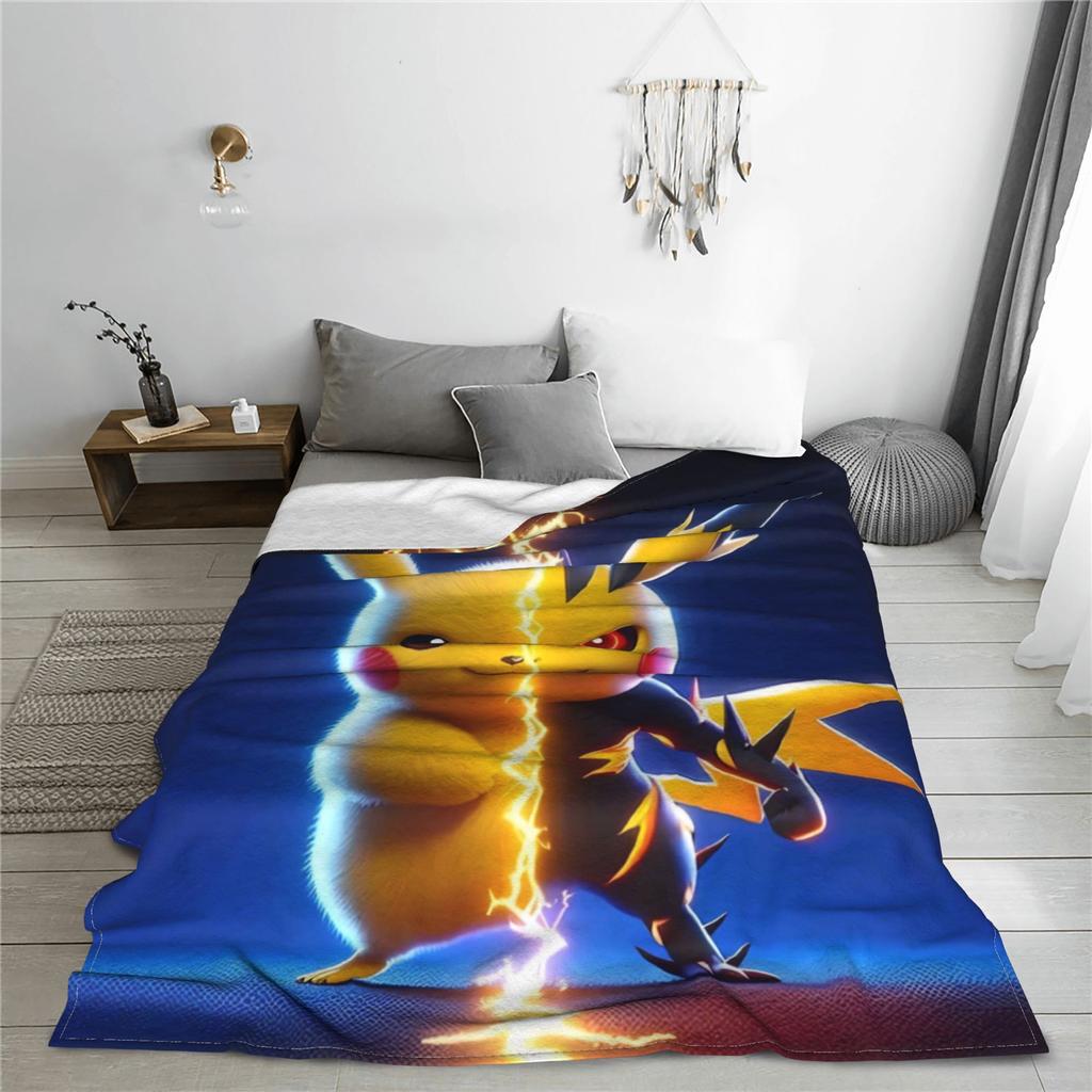 Фланелевые одеяла «Энергия Пикачу» Зимние Супертеплые Покрывала для Постели для Домашнего Декора Новинка Покрывало на Кровать Покрывало на Диван