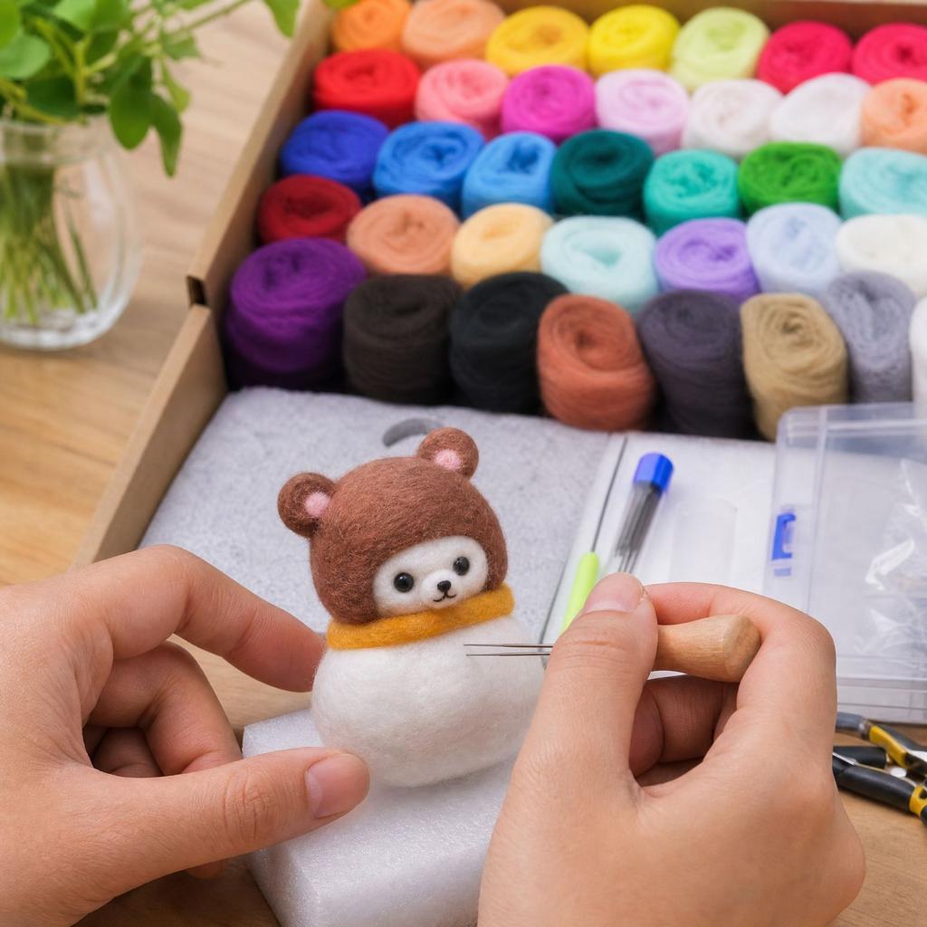 Набор для валяния из шерсти с шерстью и инструментами для DIY-проектов