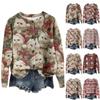 Women's Round Neck Top Printing Thickened Plush Cashmere Warm Long Top