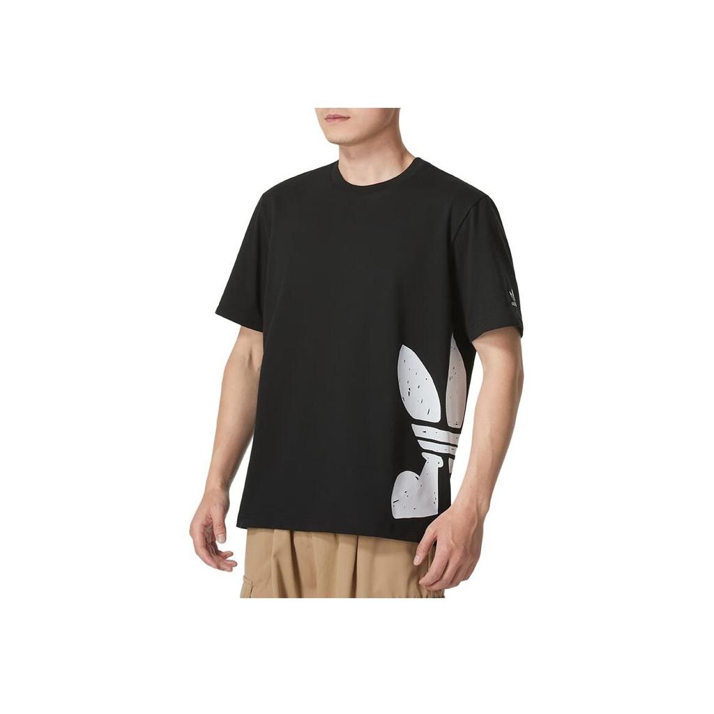 Adidas Originals Logo Graphic Breathable Versatile Short Sleeve T-Shirt Men Tops Black JD3247