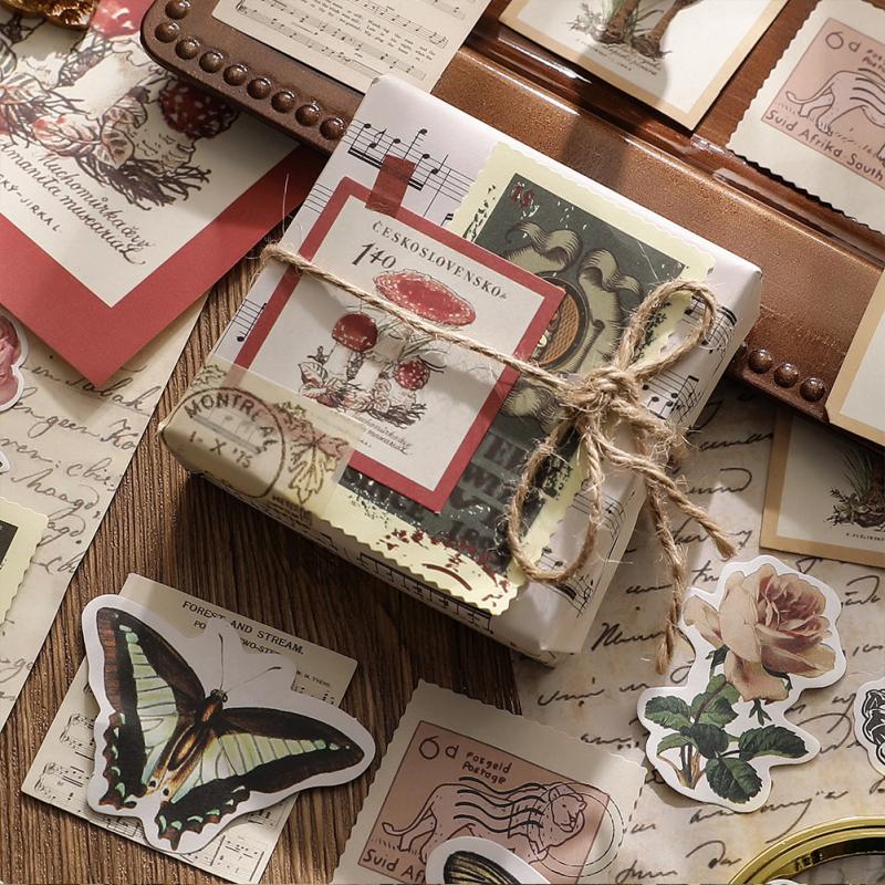 LUOM 15pcs Vintage Style Material Paper Retro Diy Hand-decorated Scrapbooking Stickers For Art