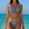 Стильный трансграничный купальник бикини 2024 - Принтованный сексуальный купальник из двух частей для женщин