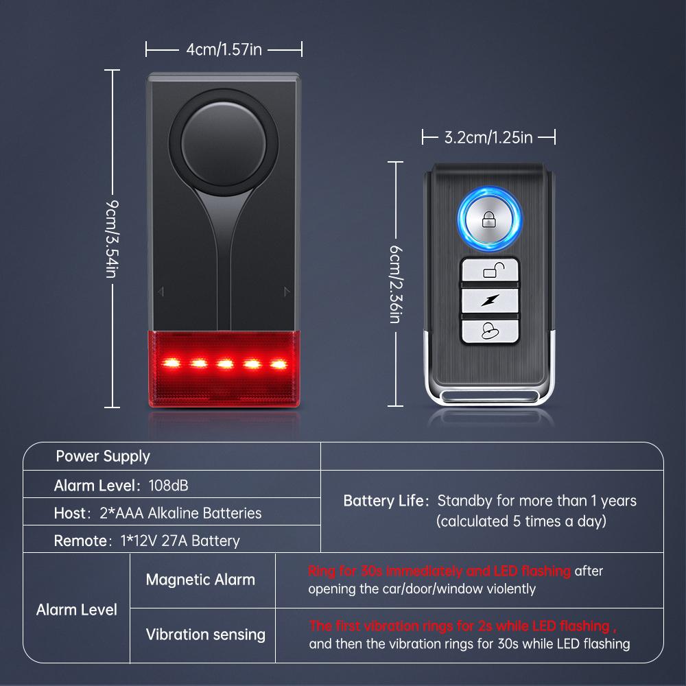 Rockbye Ship Vibration Sound And Light Alarm 108dB Loud Anti Theft Alarm Adjustment Door Window Sensor Ship Accessories