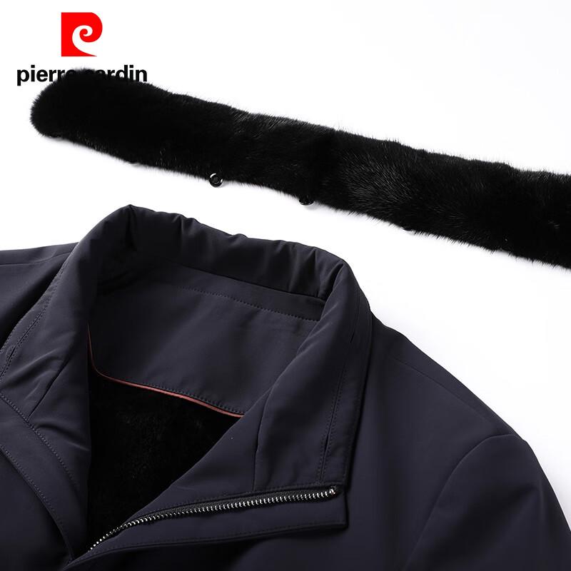 Pierre Cardin Men's Mid-length Goose Down Winter Coat with Mink Collar