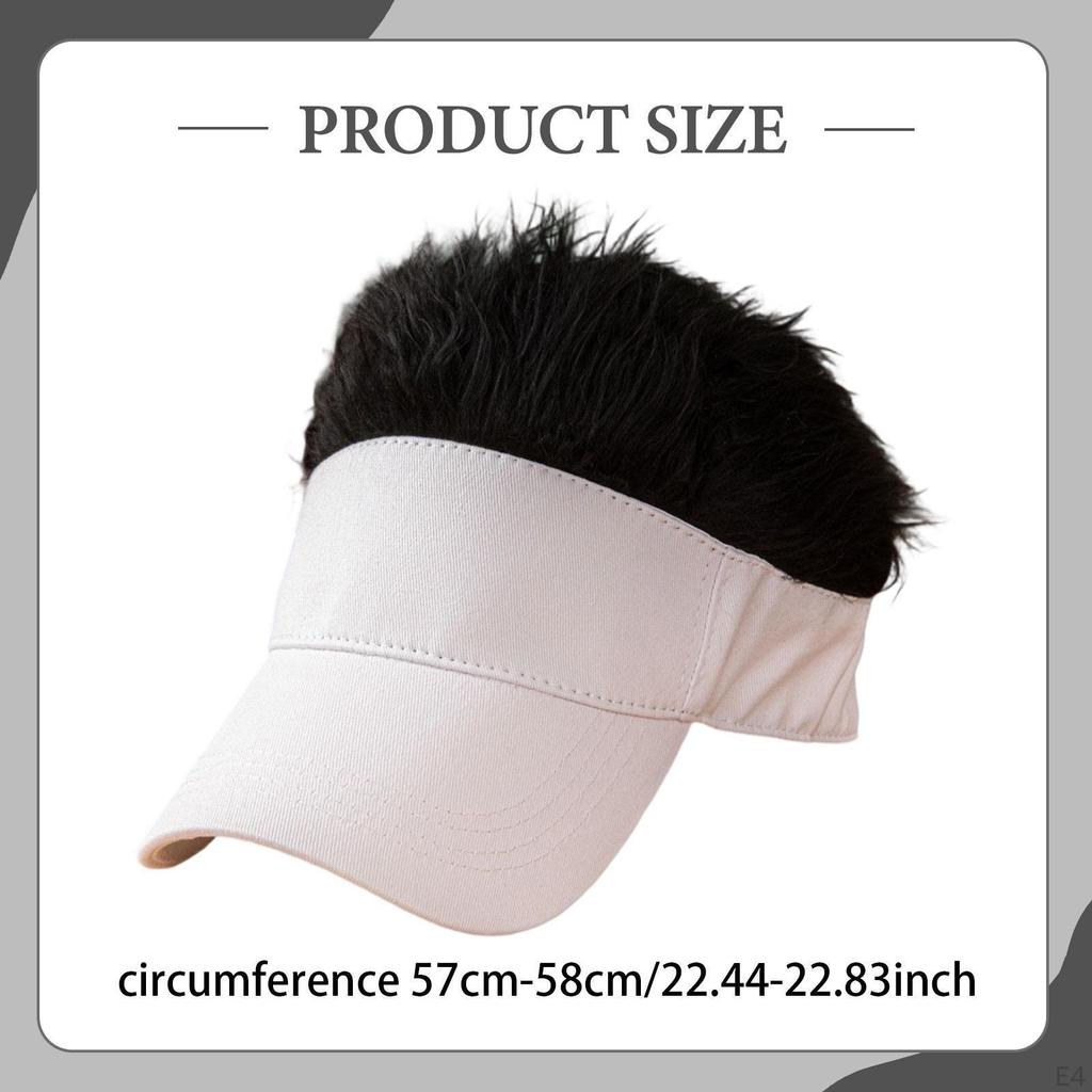 Baseball Cap Gift Visor Hat with Fake Hair for Sports Hiking Party Costume