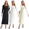 Women Muslim Abayas Maxi Dress Daily Wear One Piece Long Sleeve Islamic Prayer Dresses Robe Arabian Kaftan