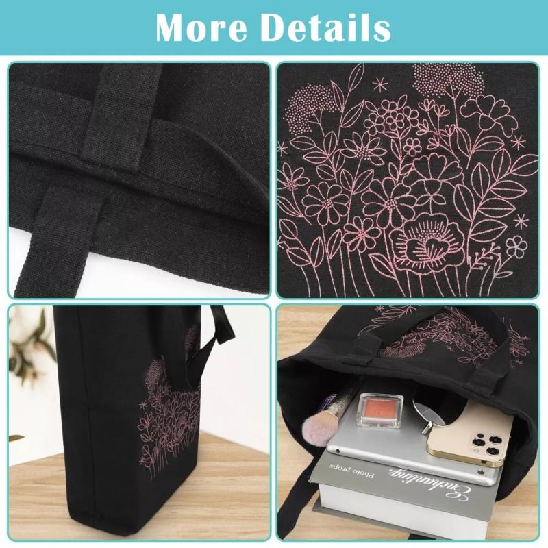 Пяльцы Инструкции по шитью Нитки Набор для вышивания Цветочный узор Холщовая сумка-тоут