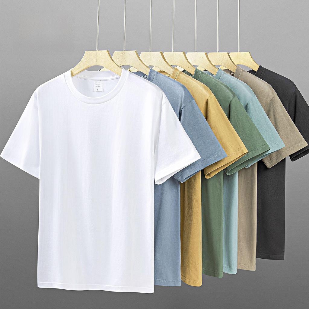 Футболка унисекс из плотного хлопка плотностью 220 г, белого цвета, с короткими рукавами, с круглым вырезом