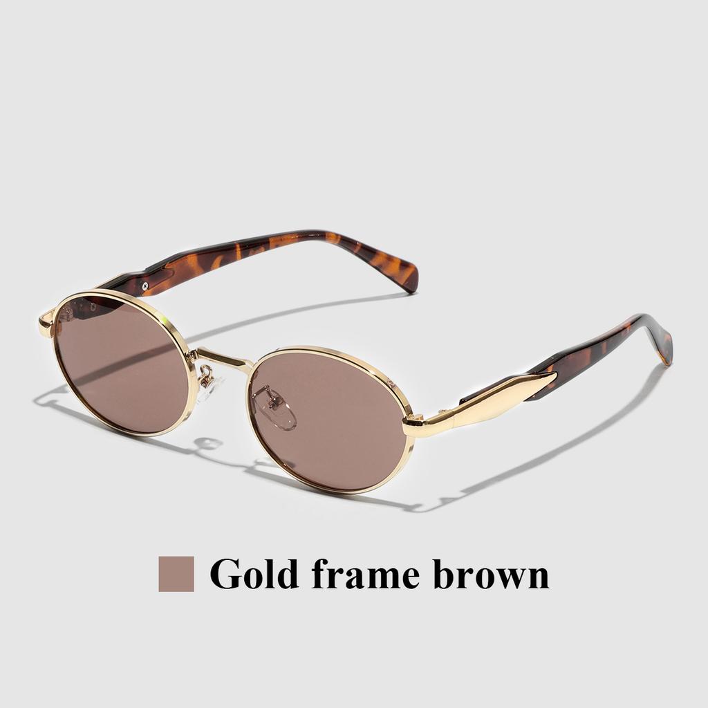 Ruiao Модные овальные солнцезащитные очки для женщин Роскошный дизайнерский металлический каркас Защита от солнца UV400 Новое поступление Очки