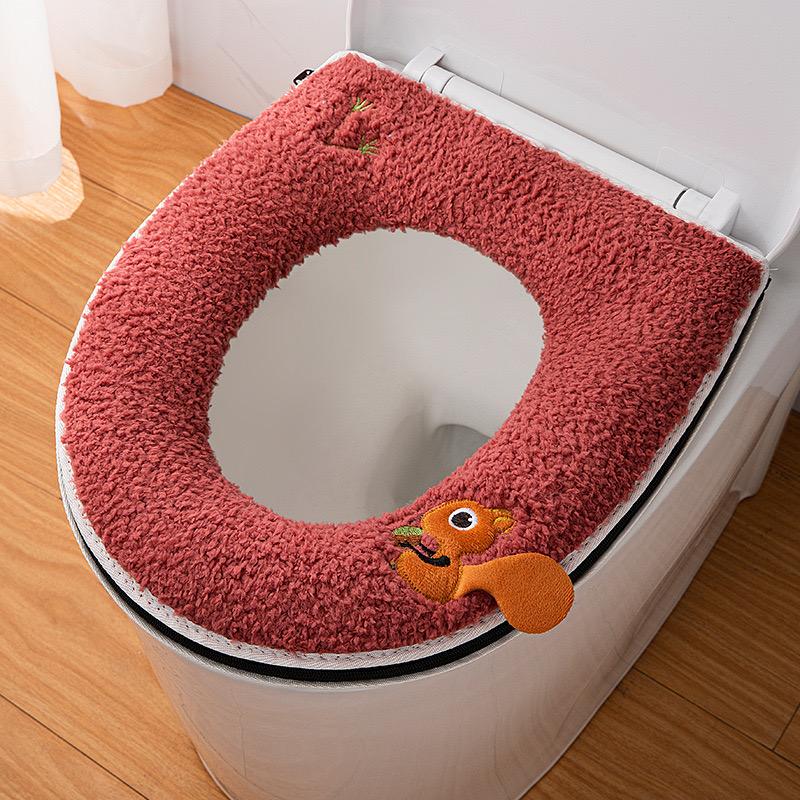 2pc/set Of Warm Toilet Seat Covers, Including Toilet Seat Cover And Toilet Lid Cover, Warm Soft Washable Closestool Seat Cushion