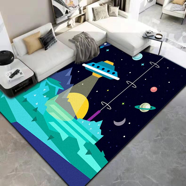 Cartoon Astronaut Carpet Camping Cushion Floor Mat Living Room Game Area Rug Floor Mat Children's Room Play Aera Mat Kawaii Rug