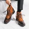 Fashion Italian Ankle Boots Winter Luxury Brand Lace Up Knight Boots Men's Thick Sole Round Toe Desert Boots Brown Bullock Suede Boots
