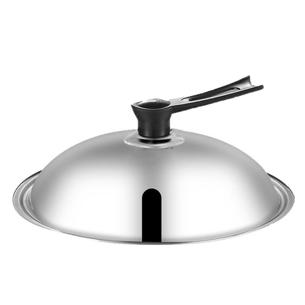 Black Plastic Knob Wok Cover 28/30/32cm Frying Pan Lid Replacement Stainless Steel Pot Lid Hotel