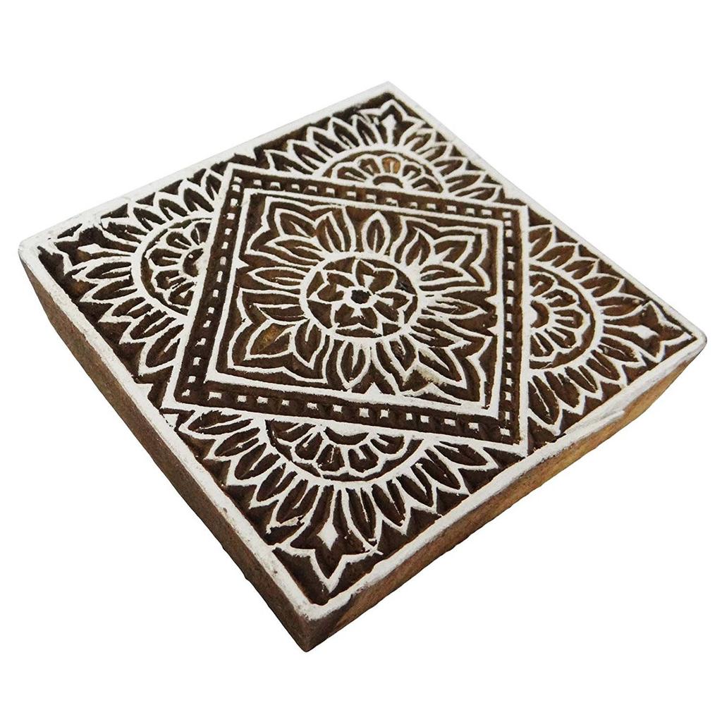 IBA Indianbeautifulart цветочный узор квадратной формы индийский декоративный деревянный блок для рисования